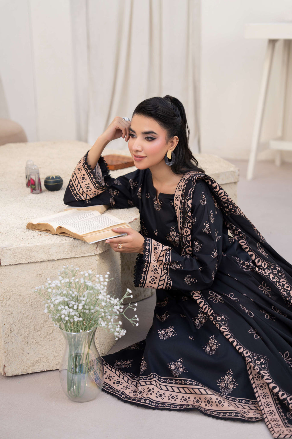 3PC LAWN PRINTED SHIRT WITH LAWN PRINT DUPATTA AND CAMBRIC TROUSER-P-4519