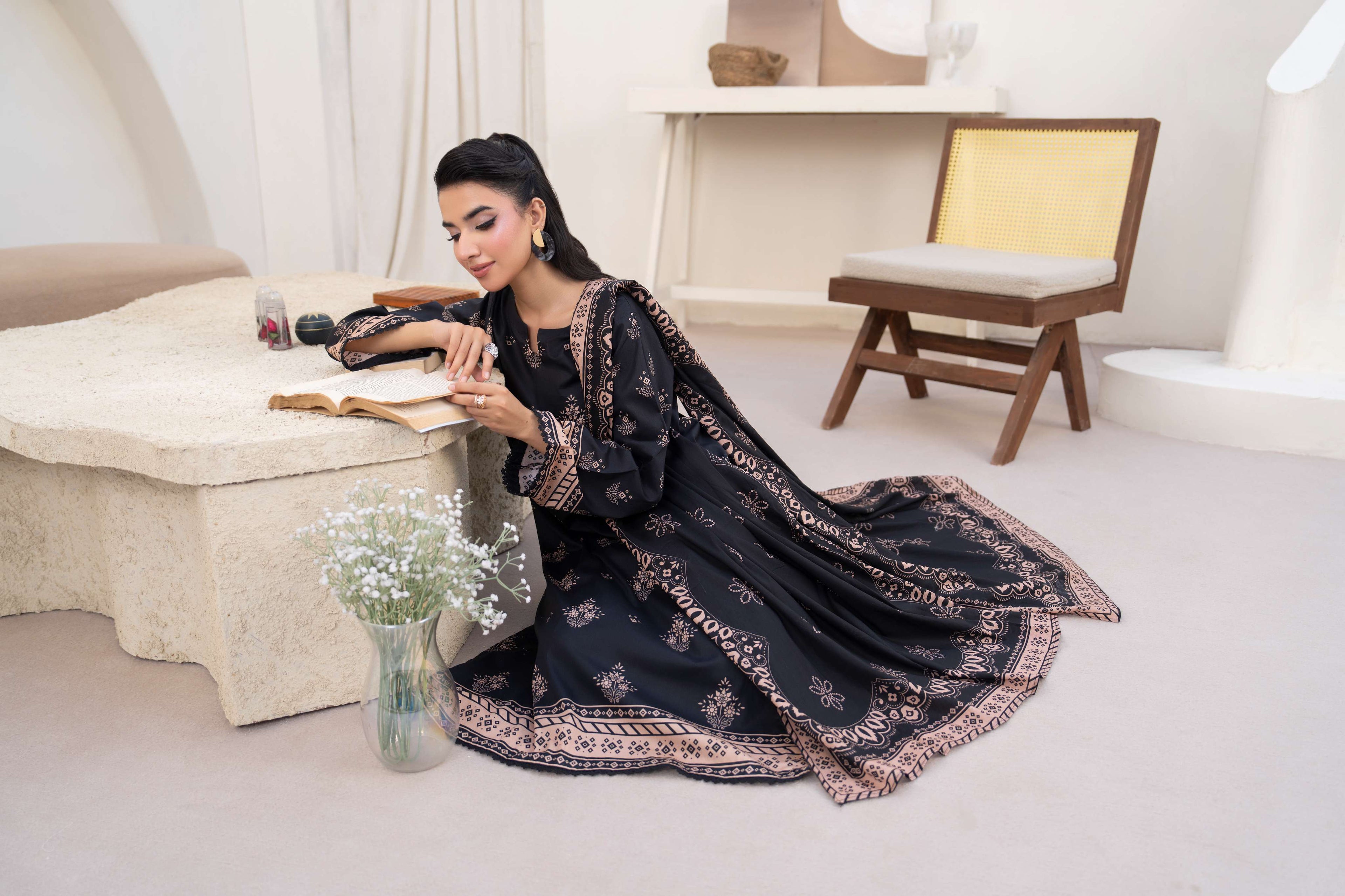 3PC LAWN PRINTED SHIRT WITH LAWN PRINT DUPATTA AND CAMBRIC TROUSER-P-4519