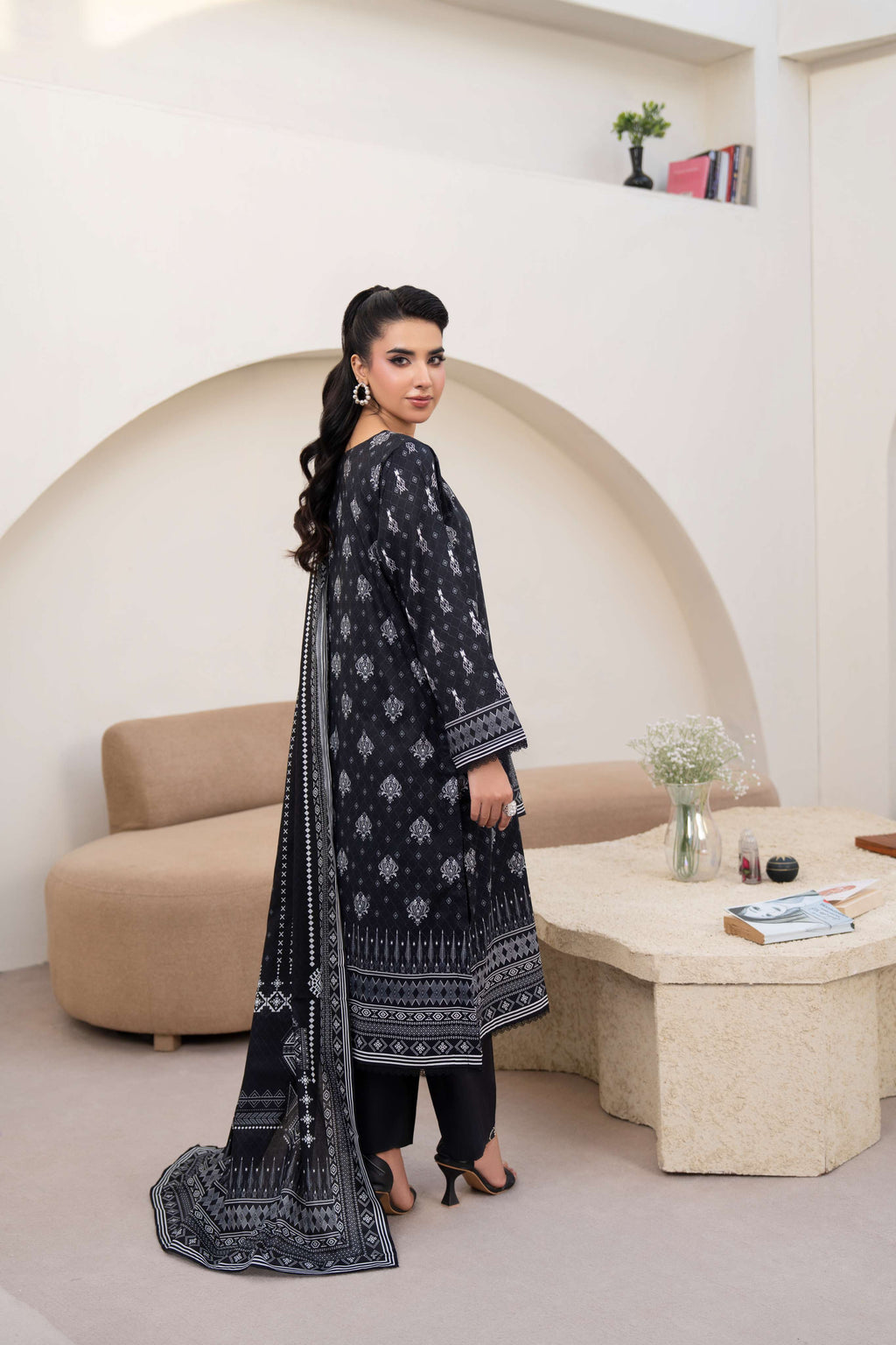 3PC LAWN PRINTED SHIRT WITH LAWN PRINT DUPATTA AND CAMBRIC TROUSER-P-4519