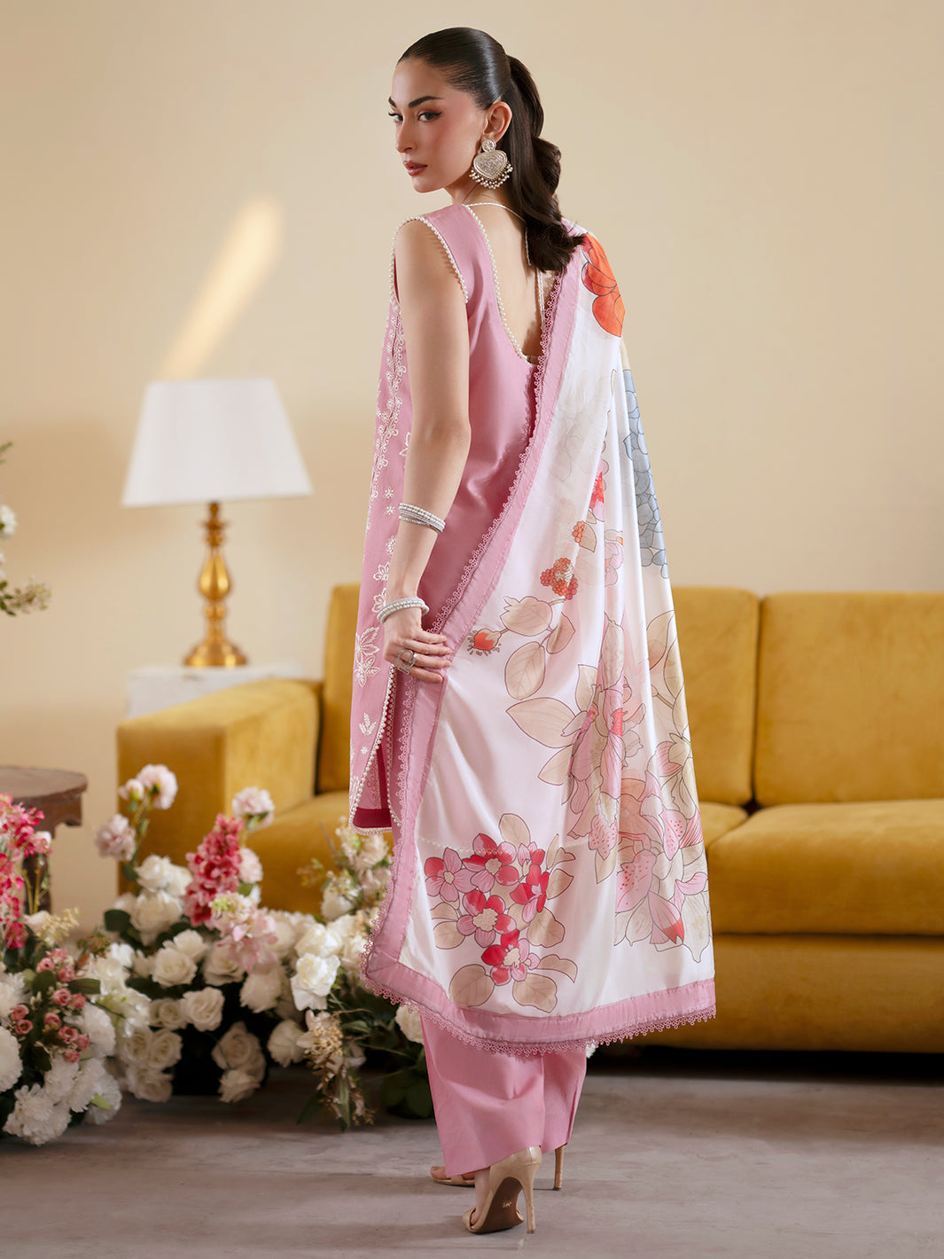 Lawn-3PC Embroidered With Chiffon Digital Printed Dupatta-5224 FS
