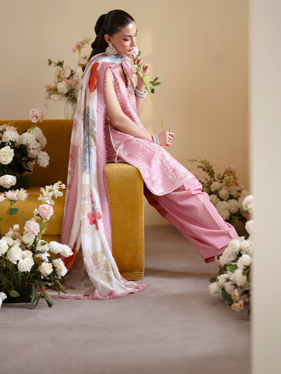 Lawn-3PC Embroidered With Chiffon Digital Printed Dupatta-5224 FS