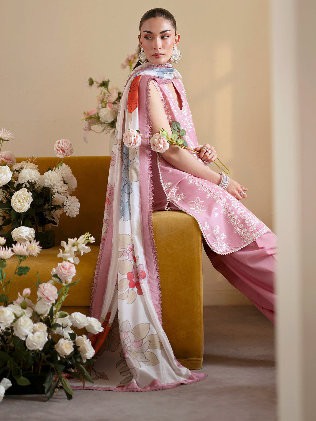 Lawn-3PC Embroidered With Chiffon Digital Printed Dupatta-5224 FS