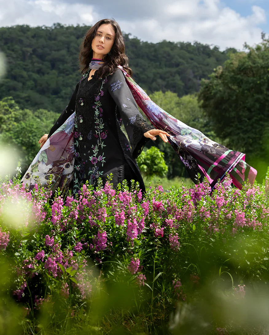 3PC LAWN Embroidered SHIRT WITH Printed Silk DUPATTA AND TROUSER - JN 202