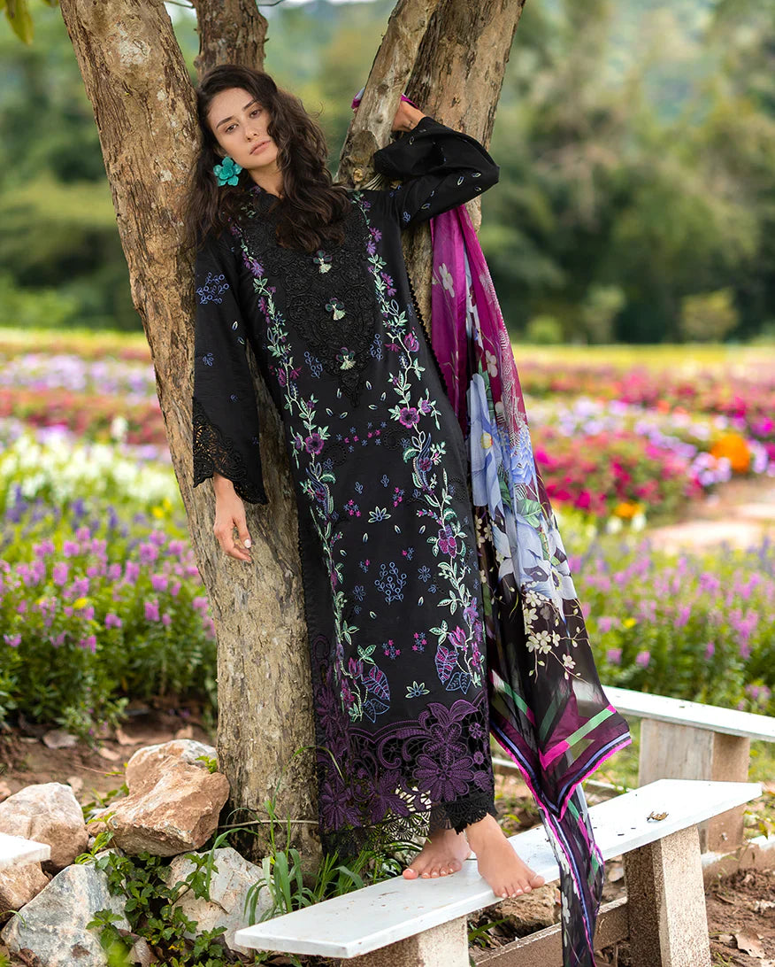 3PC LAWN Embroidered SHIRT WITH Printed Silk DUPATTA AND TROUSER - JN 202