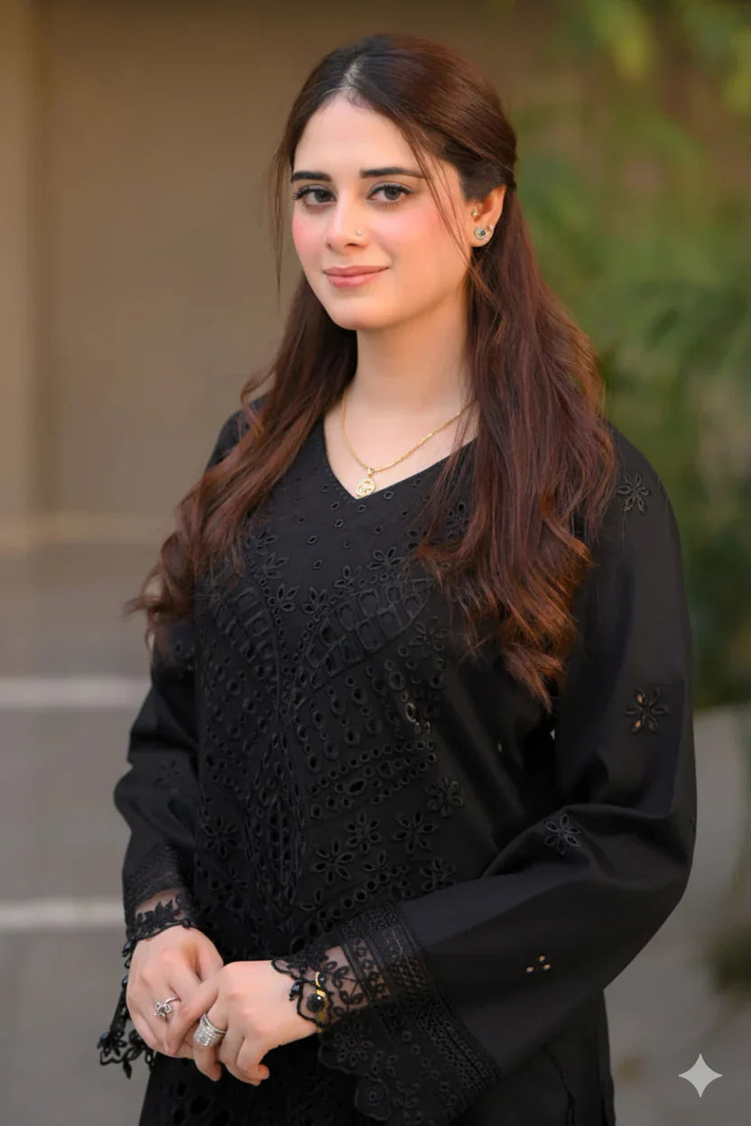 3PC LAWN Chickenkari Embroidered SHIRT WITH Printed Diamond DUPATTA AND TROUSER - FT 057