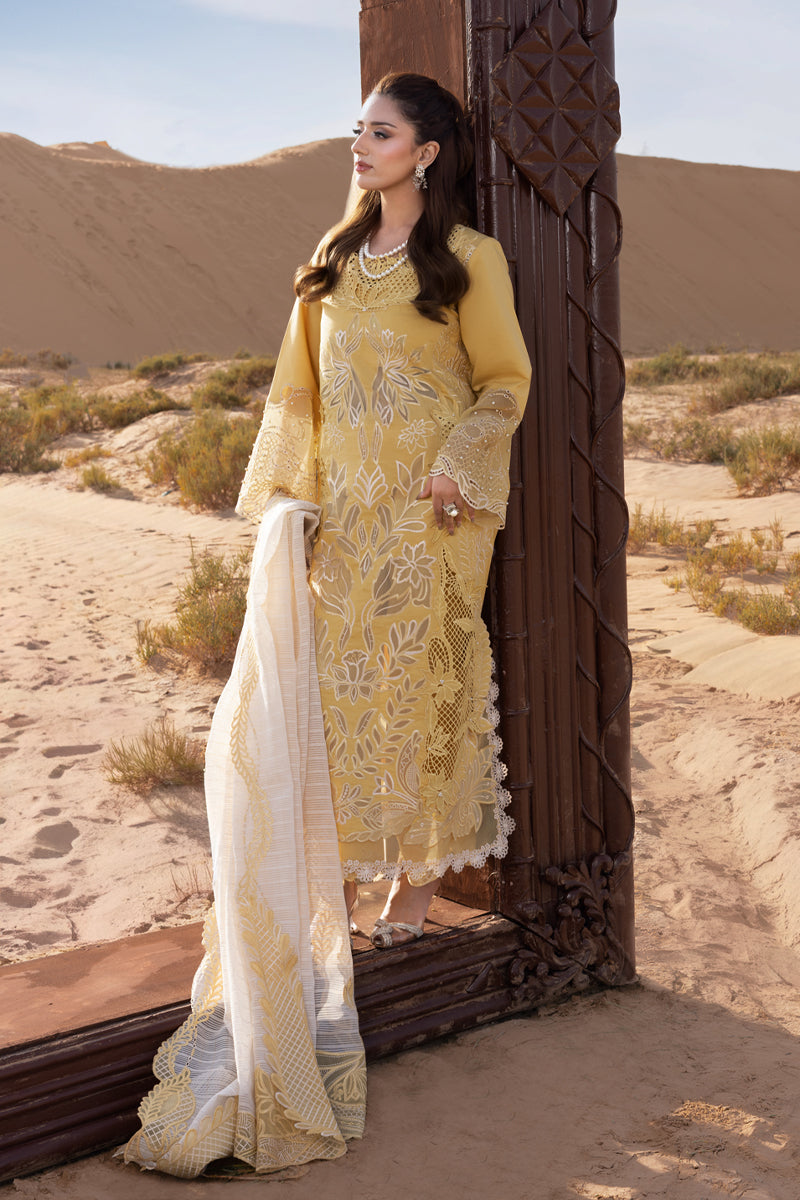 3PC LAWN LASERCUTWORK EMBROIDERED SHIRT WITH KHAADI NET EMBROIDERED DUPATTA AND TROUSER -BIC-4769