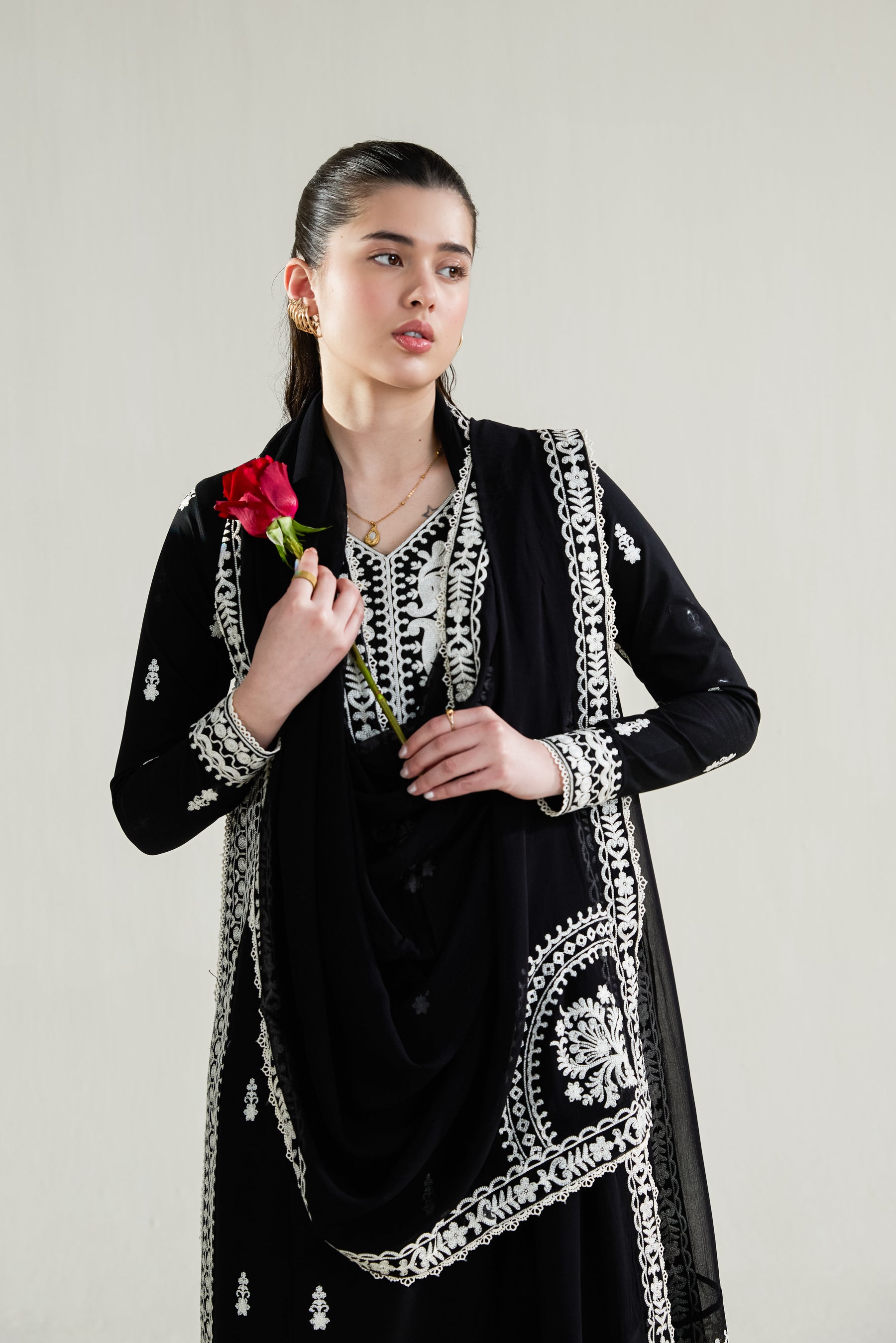 3PC LAWN EMBROIDERED SHIRT WITH KHADDI NET EMBROIDERED DUPATTA AND TROUSER-BIC-4778
