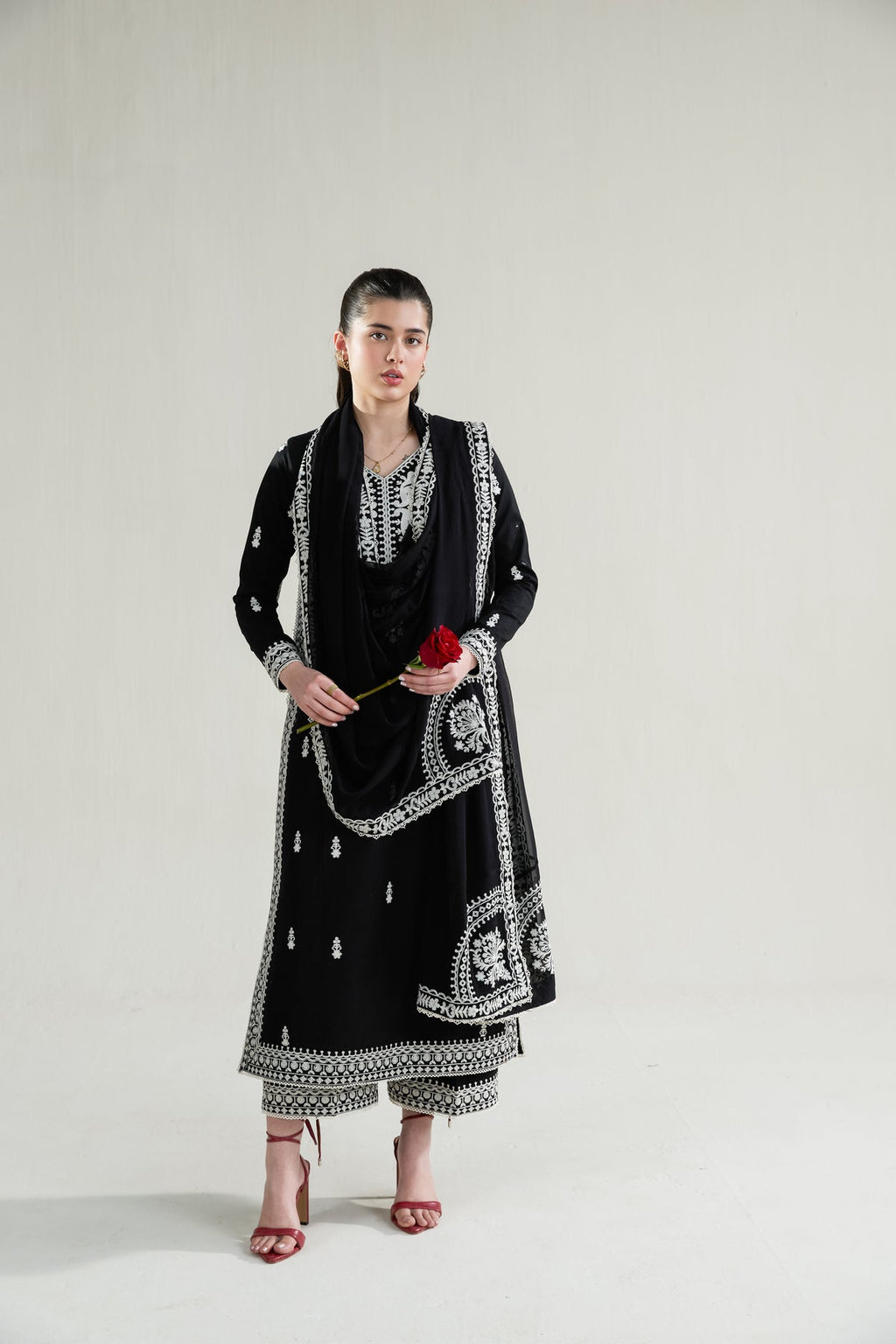 3PC LAWN EMBROIDERED SHIRT WITH KHADDI NET EMBROIDERED DUPATTA AND TROUSER-BIC-4778
