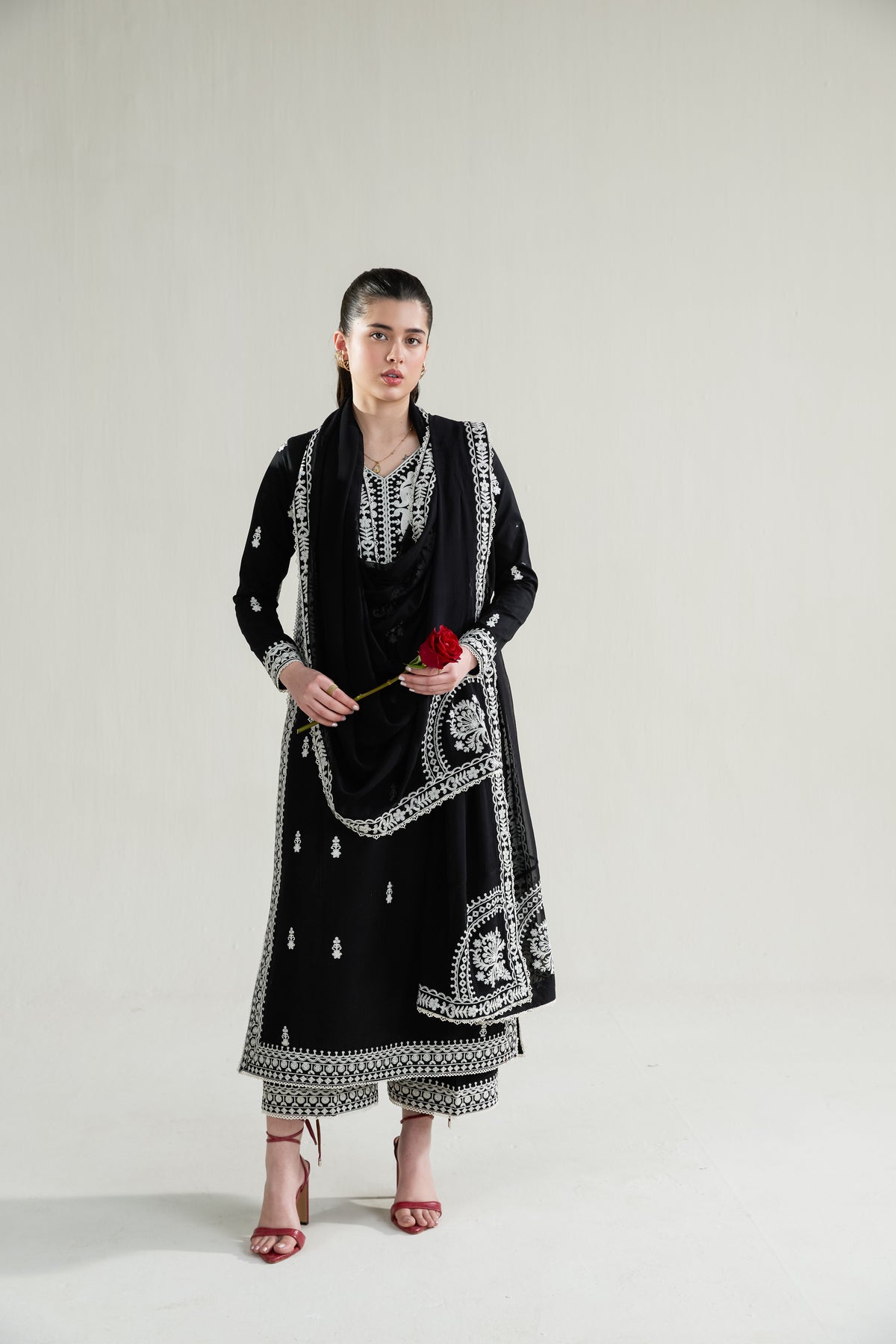 3PC LAWN EMBROIDERED SHIRT WITH KHADDI NET EMBROIDERED DUPATTA AND TROUSER-BIC-4778
