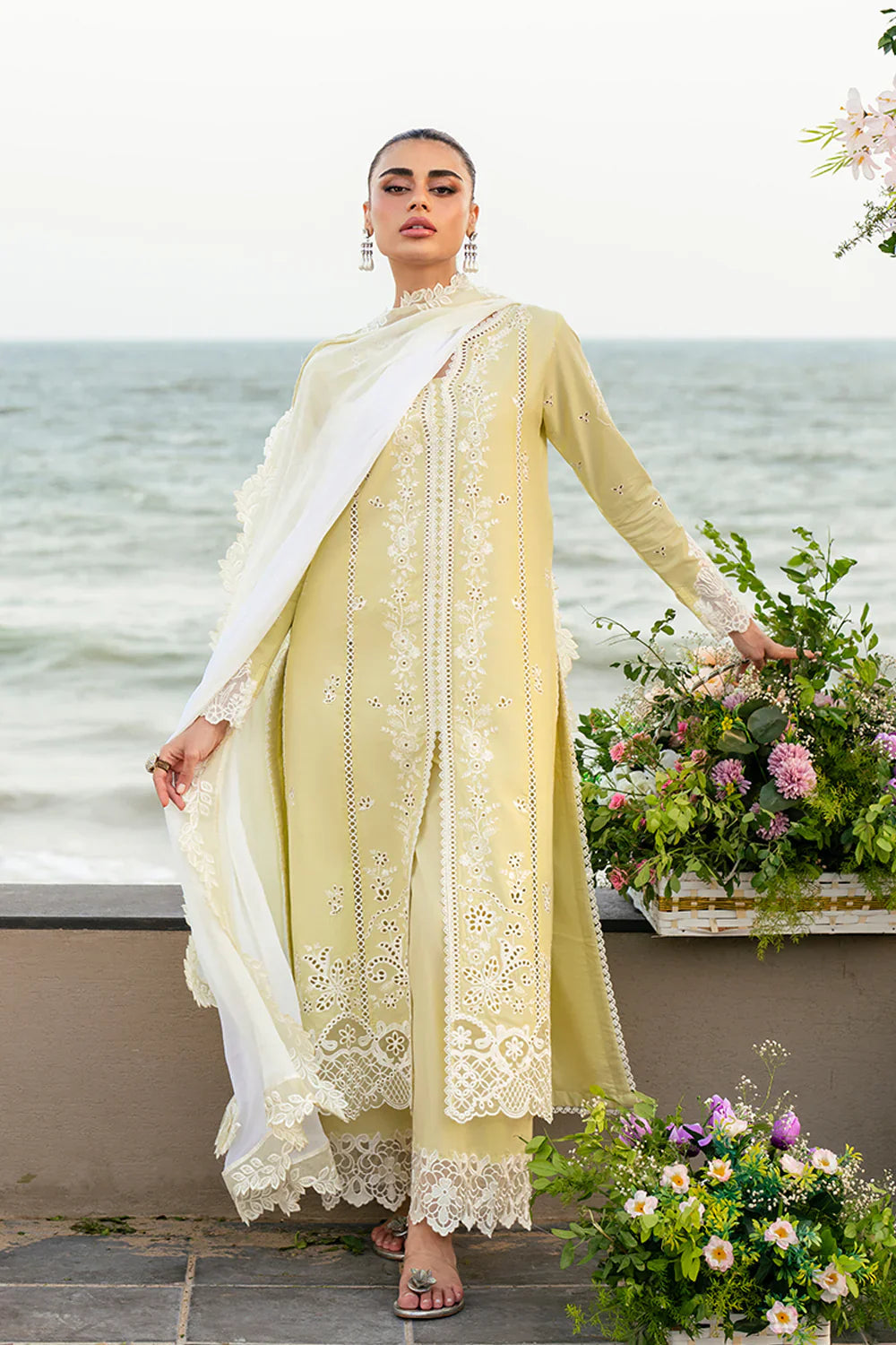 3PC LAWN Embroidered SHIRT WITH Chiffon EMB DUPATTA AND TROUSER - FT 845