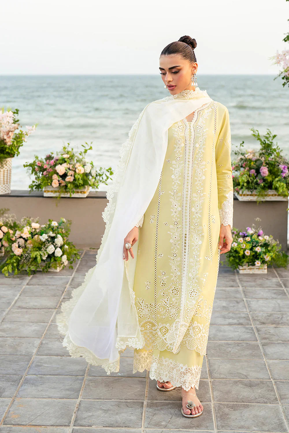 3PC LAWN Embroidered SHIRT WITH Chiffon EMB DUPATTA AND TROUSER - FT 845