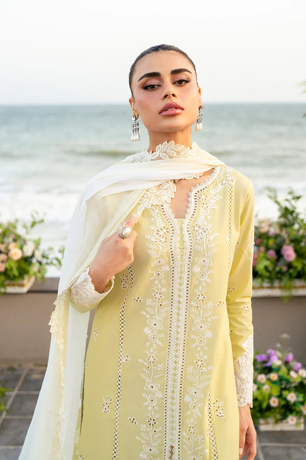 3PC LAWN Embroidered SHIRT WITH Chiffon EMB DUPATTA AND TROUSER - FT 845