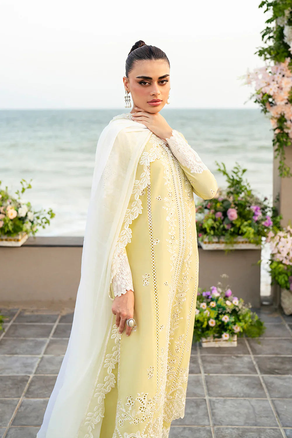 3PC LAWN Embroidered SHIRT WITH Chiffon EMB DUPATTA AND TROUSER - FT 845