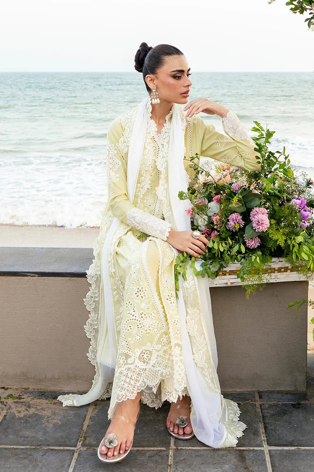 3PC LAWN Embroidered SHIRT WITH Chiffon EMB DUPATTA AND TROUSER - FT 845