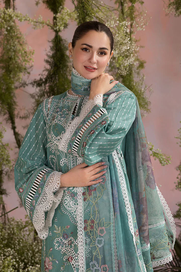 Lawn-3PC Embroidered With Organza Digital Printed Dupatta-5193 FS
