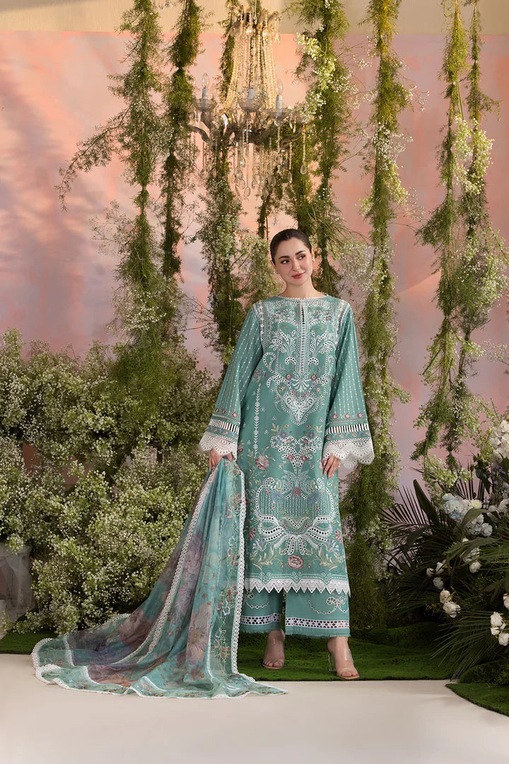 Lawn-3PC Embroidered With Organza Digital Printed Dupatta-5193 FS