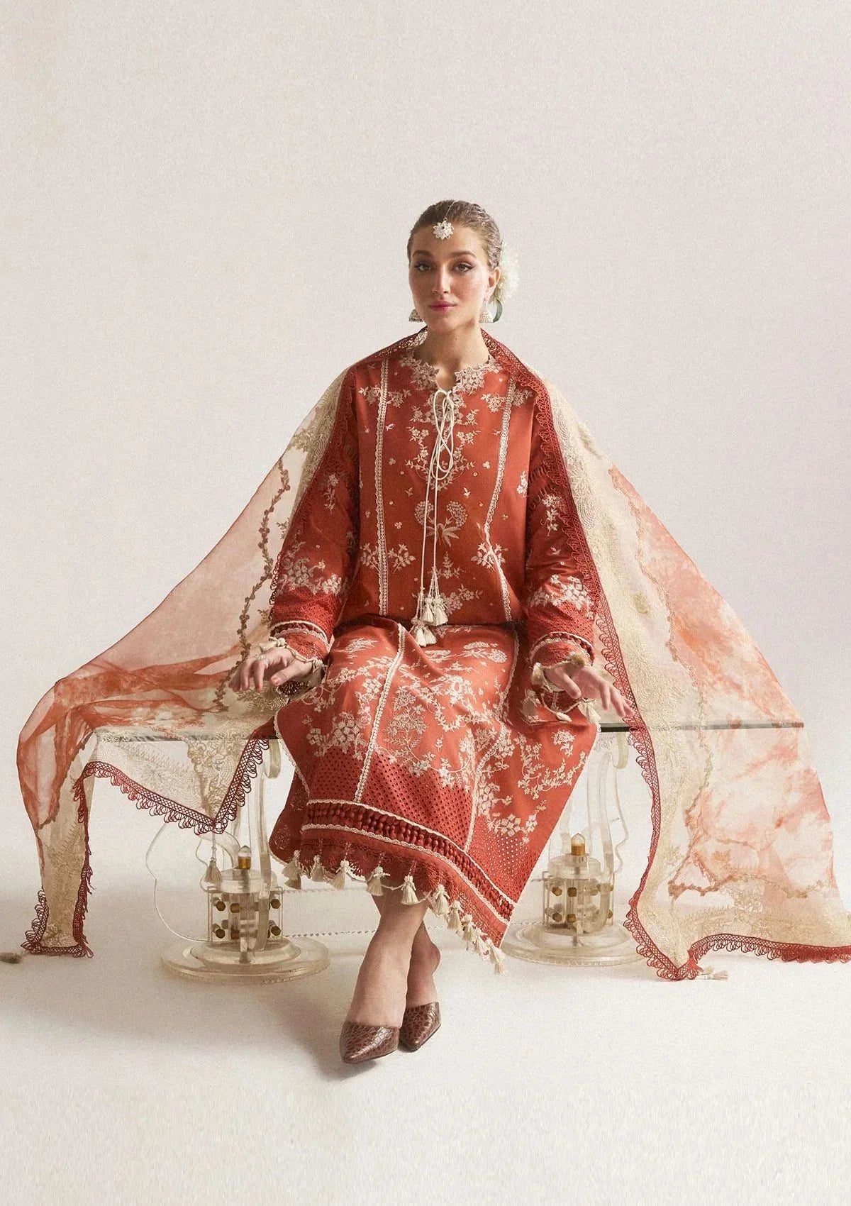 3PC LAWN EMBROIDERED SHIRT WITH digital print chiffon Dupatta AND TROUSER - NK 788 FT