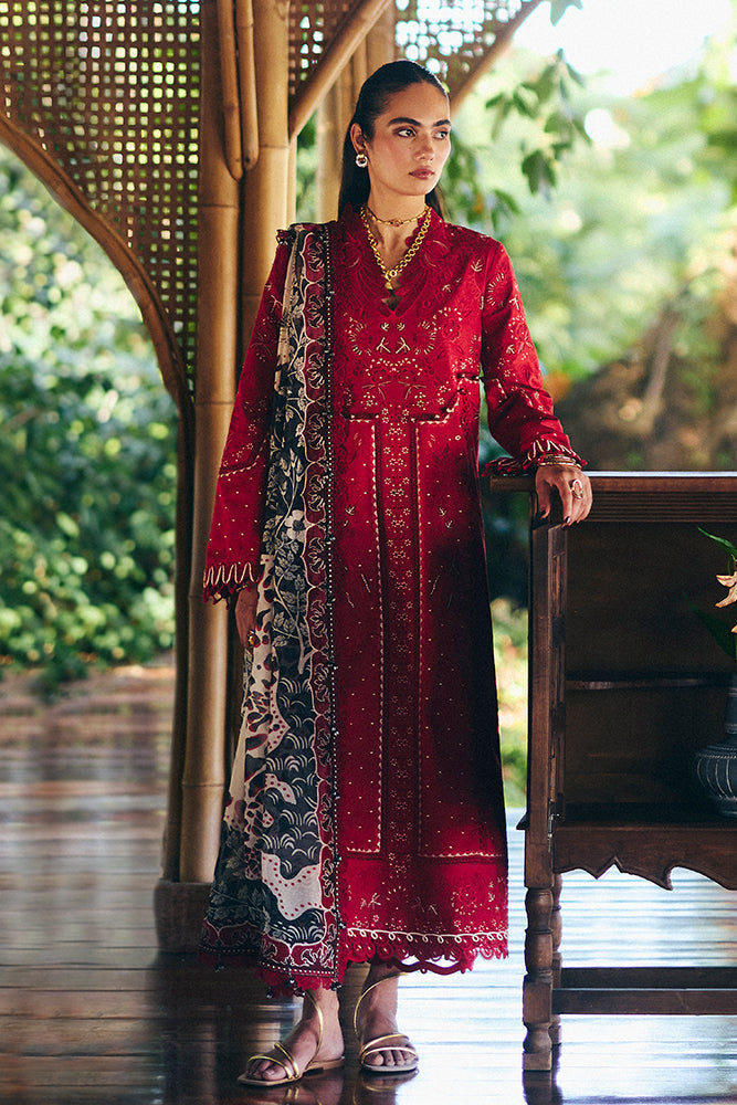 3PC LAWN EMBROIDERED SHIRT WITH CHIFFON PRINT DUPATTA AND EMB TROUSER-BIC-4810