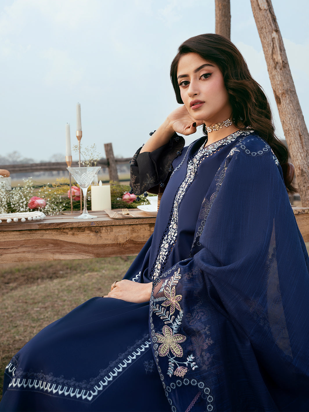 3PC LAWN EMBROIDERED SHIRT WITH ORGANZA EMBROIDERED DUPATTA AND TROUSER-BIC-4817