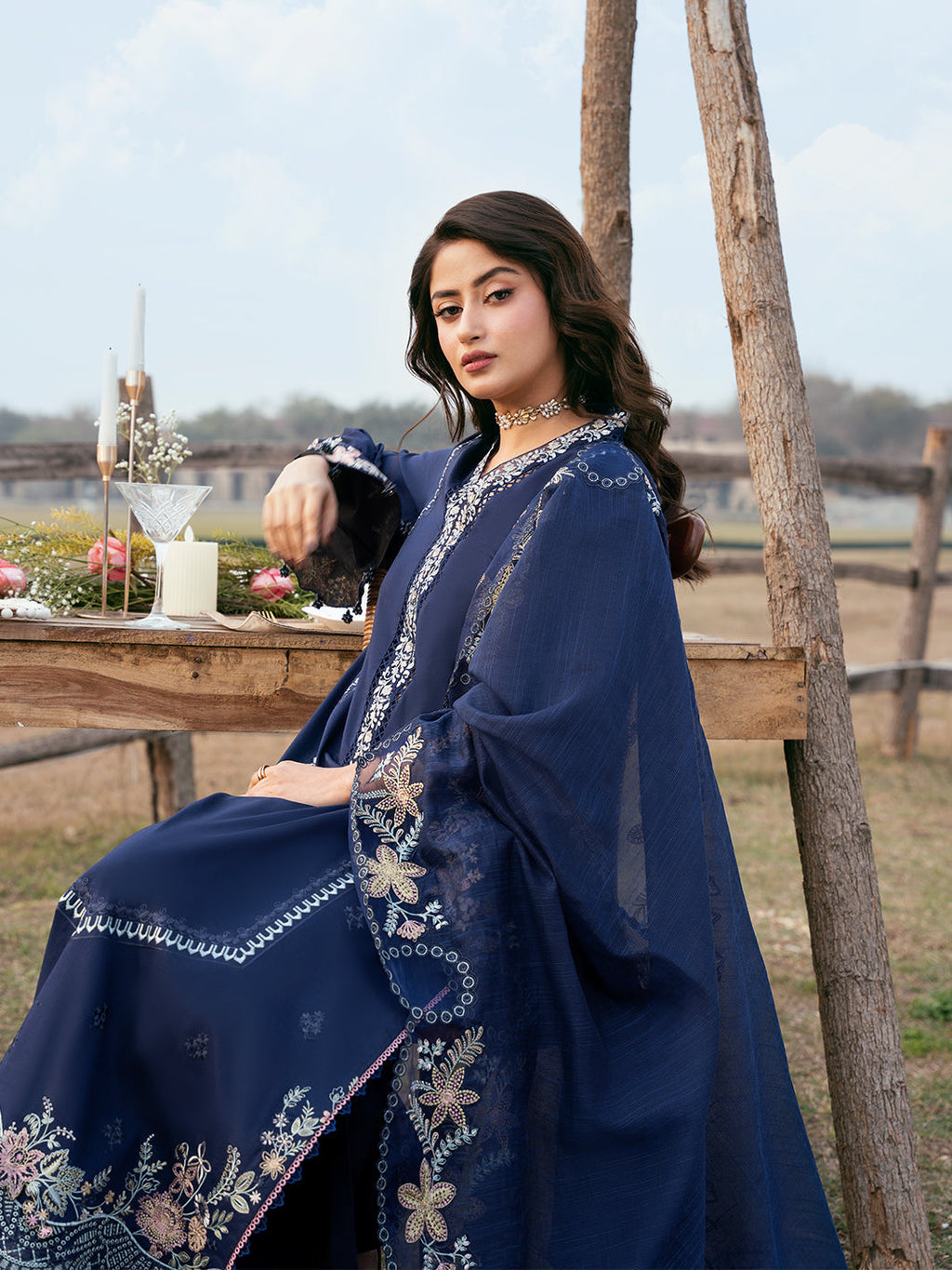 3PC LAWN EMBROIDERED SHIRT WITH ORGANZA EMBROIDERED DUPATTA AND TROUSER-BIC-4817