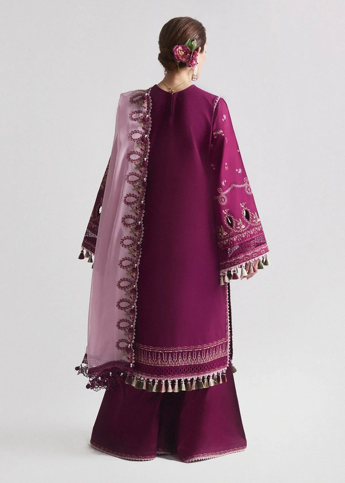 3PC LAWN Embroidered SHIRT WITH Chiffon DUPATTA AND TROUSER - FT 057