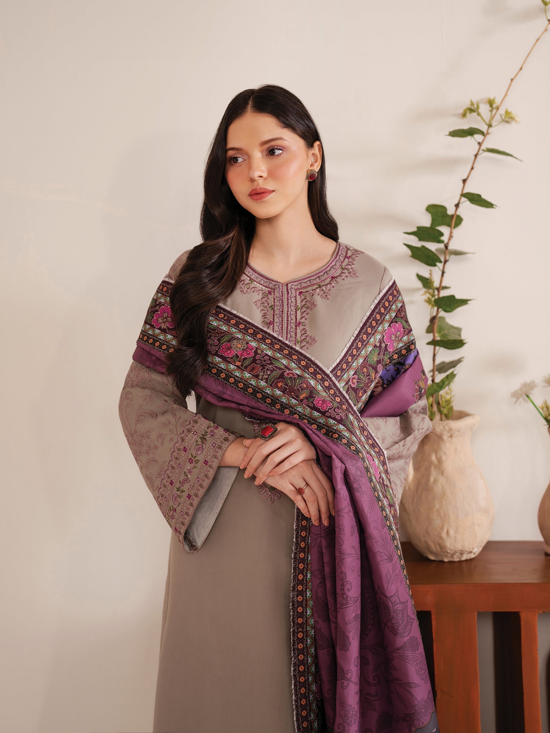 3PC LAWN EMBROIDERED SHIRT WITH CHIFFON PRINTED DUPATTA AND EMB TROUSER-BIC-4617