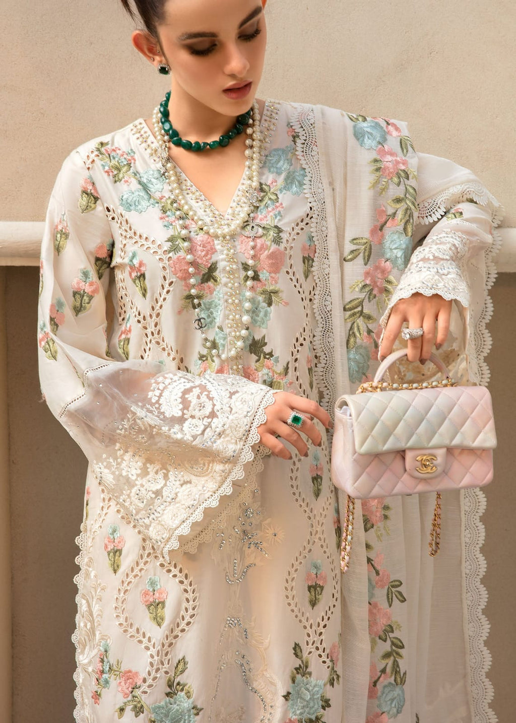 3PC LAWN EMBROIDERED SHIRT WITH CHIFFON EMBROIDERED DUPATTA & TROUSER-BIC-4502