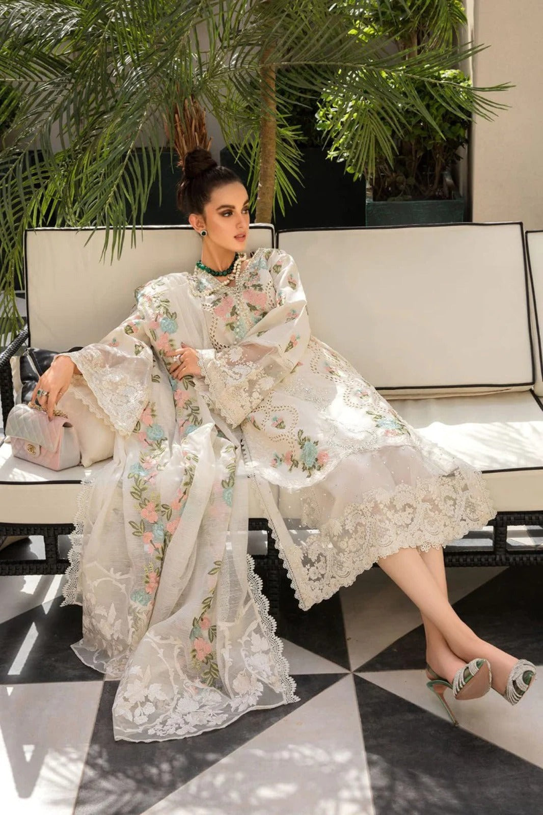 3PC LAWN EMBROIDERED SHIRT WITH CHIFFON EMBROIDERED DUPATTA & TROUSER-BIC-4502