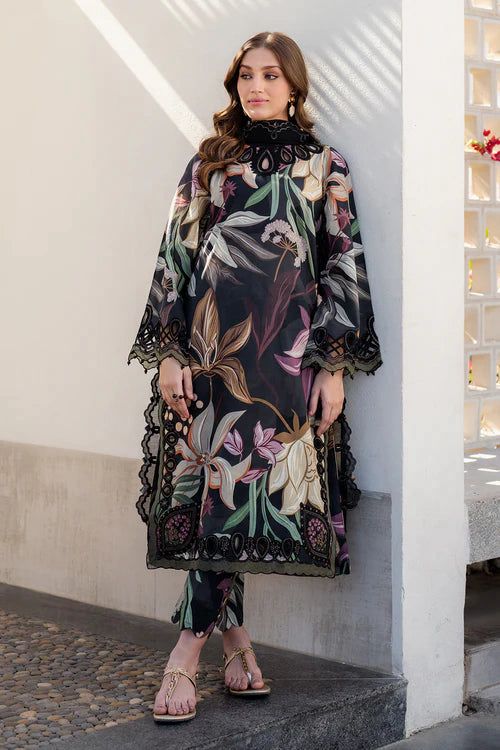 3PC LAWN Printed Embroidered SHIRT WITH Chiffon EMB DUPATTA AND TROUSER - FT 822