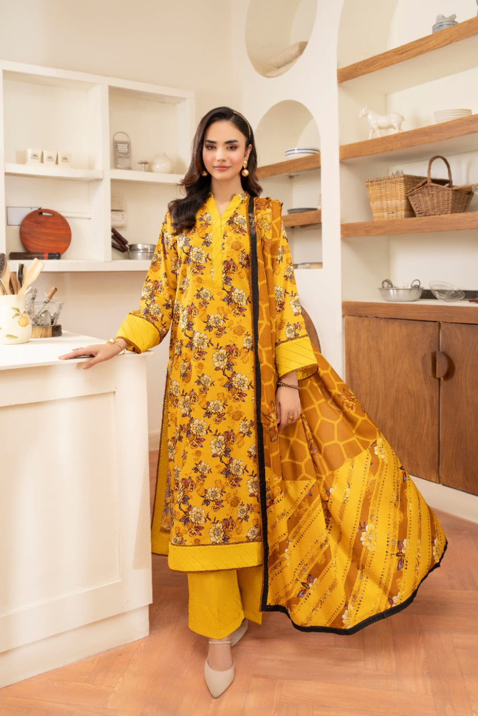 3PC LAWN PRINTED SHIRT WITH LAWN PRINT DUPATTA AND CAMBRIC TROUSER-P-4501