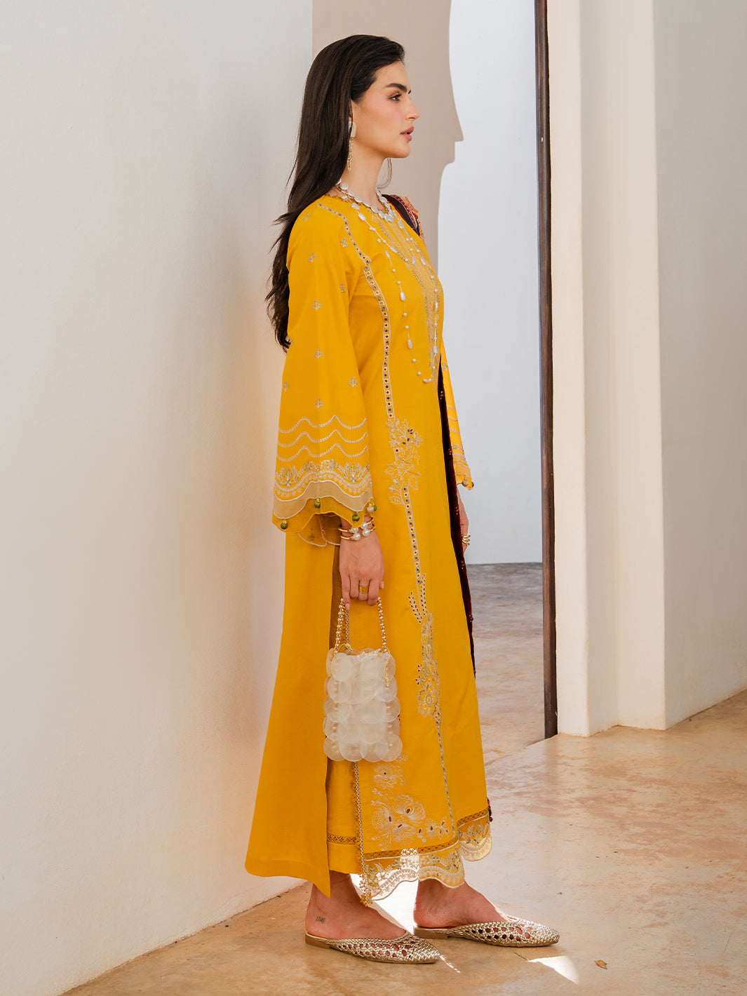 3PC LAWN EMBROIDERED SHIRT WITH CHIFFON PRINT DUPATTA AND EMB TROUSER-BIC-4821