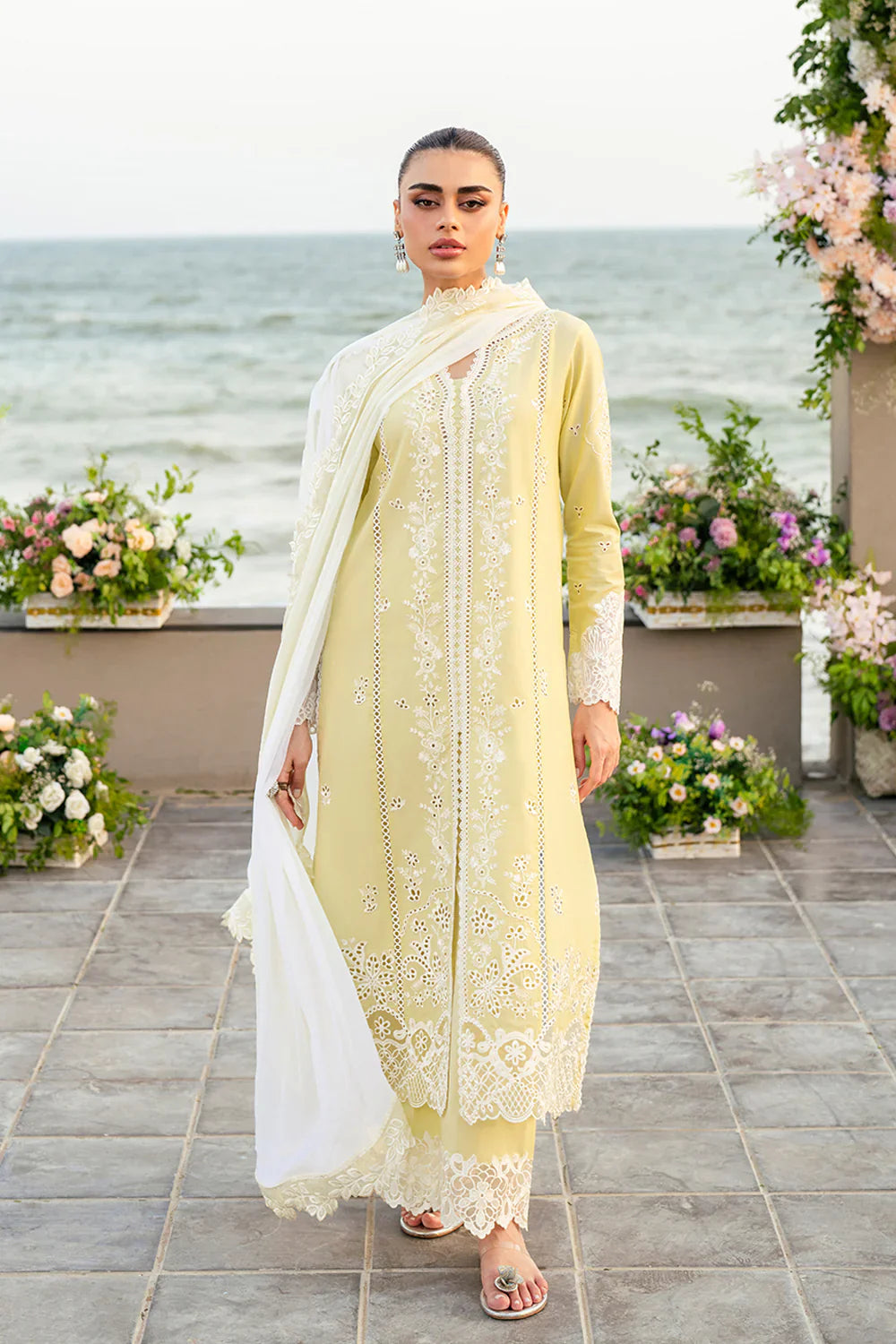 3PC LAWN Embroidered SHIRT WITH Chiffon EMB DUPATTA AND TROUSER - FT 845