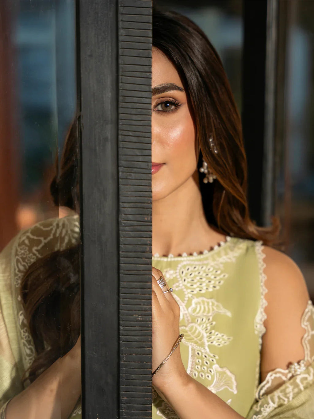 3 Piece LAWN EMBROIDERED SHIRT WITH KHAADI NET EMBROIDERED DUPATTA AND TROUSER-4503