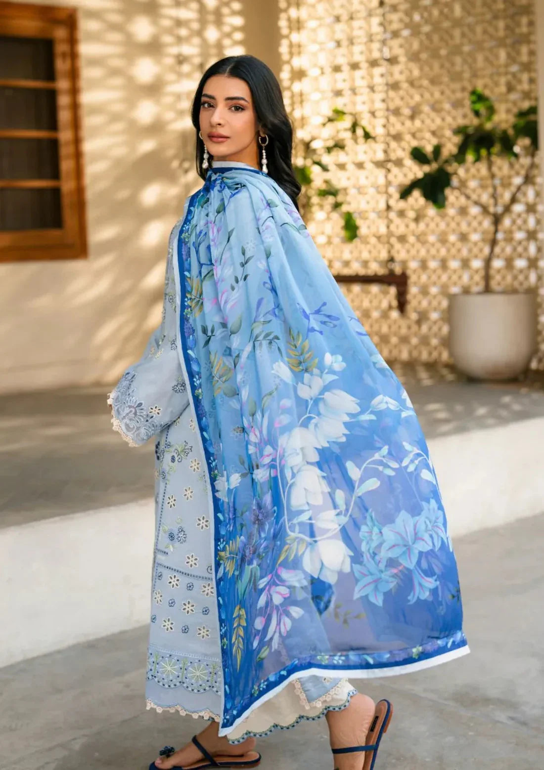 Lawn-3PC Embroidered with Digital Printed Jacquard Dupatta-5200 FS