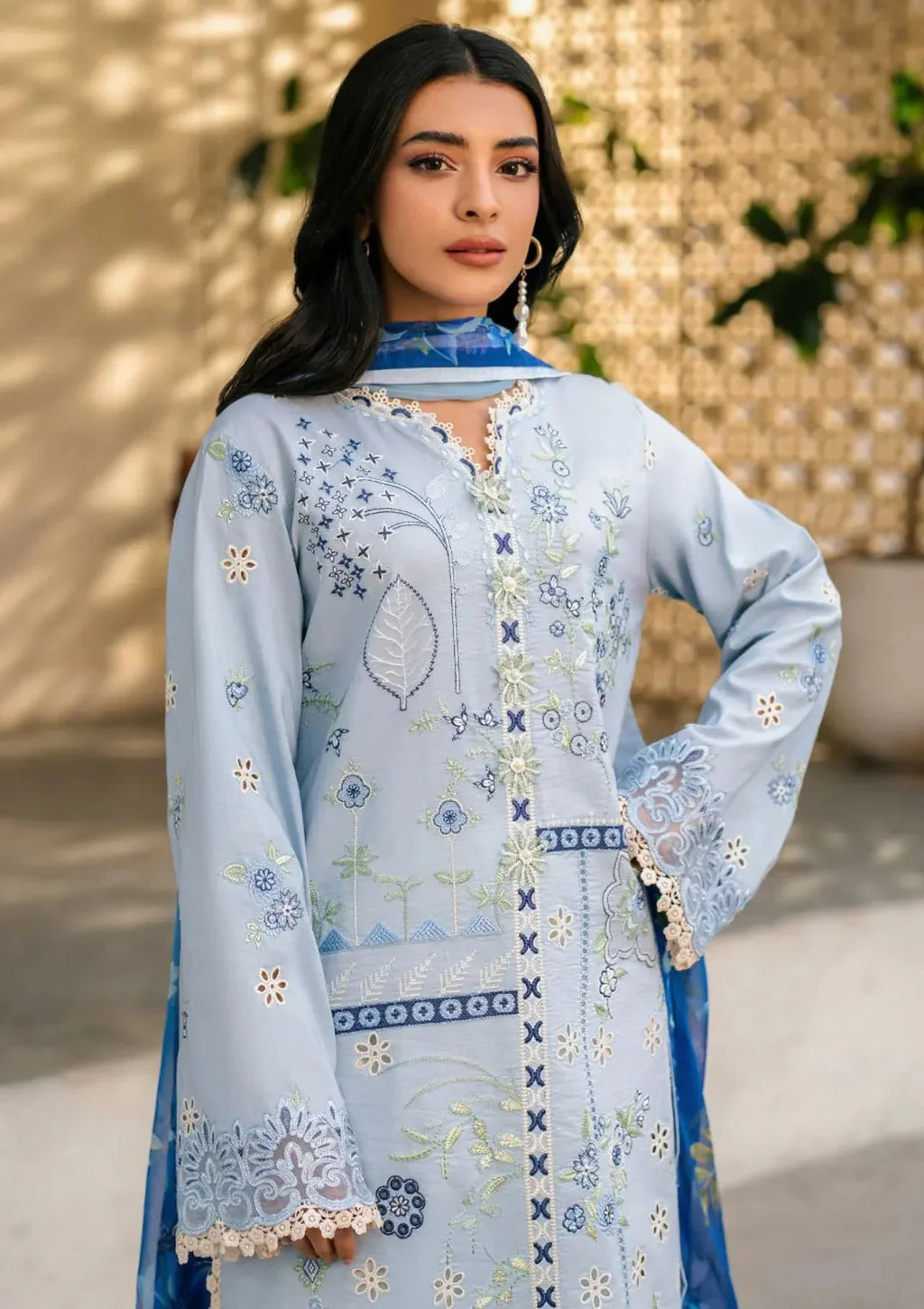 Lawn-3PC Embroidered with Digital Printed Jacquard Dupatta-5200 FS
