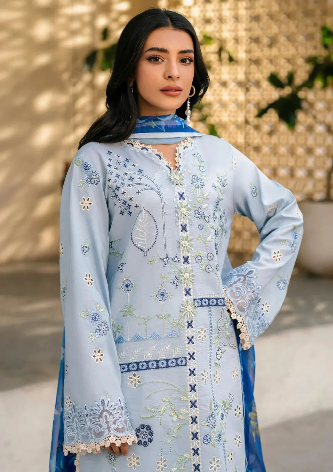 Lawn-3PC Embroidered with Digital Printed Jacquard Dupatta-5200 FS
