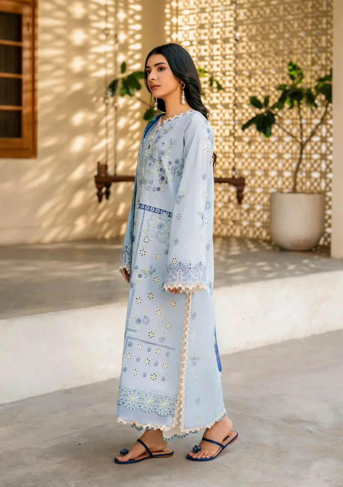 Lawn-3PC Embroidered with Digital Printed Jacquard Dupatta-5200 FS