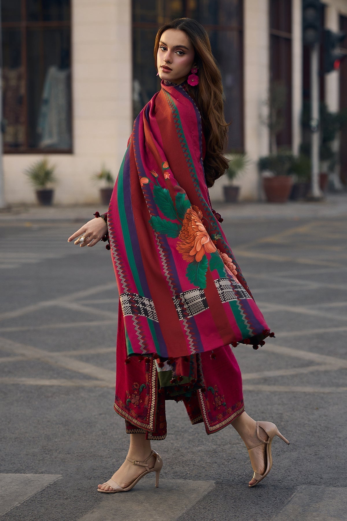 3PC Embroidered Shirt with Digital Printed Jacquard Dupatta-4756